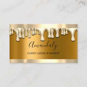 Professional Makeup Artist Gold Honey Lash Nails Business Card