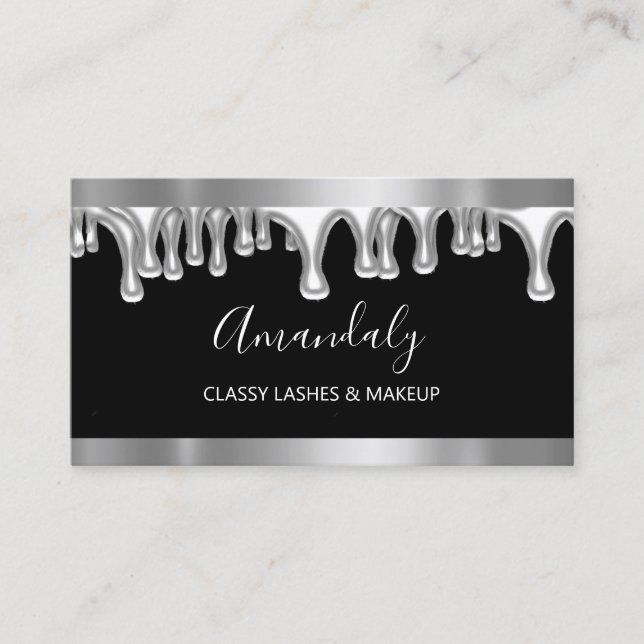 Professional Makeup Artist Grey Silver Eyelash Business Card (Front)
