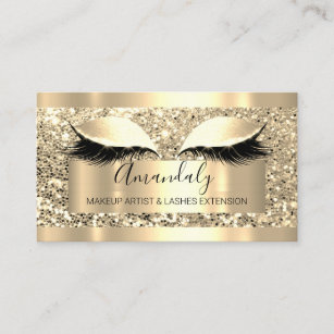 Professional Makeup Artist Lash Glitter Gold Brows Business Card