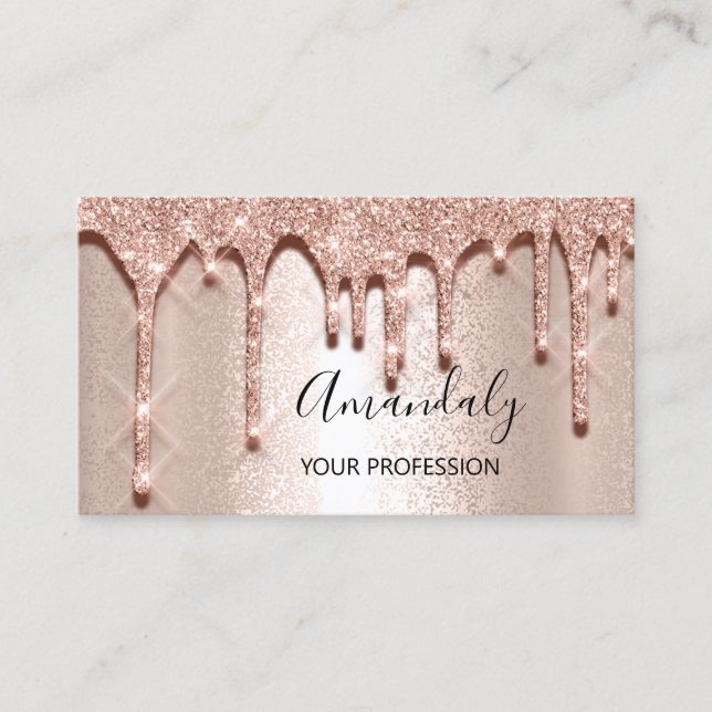 Professional Makeup Artist Lashes Rose Glitter Business Card (Front)