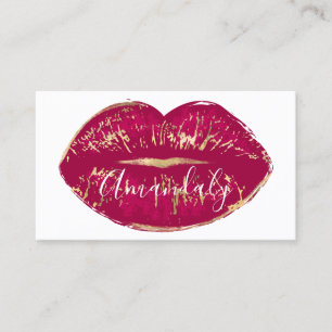 Professional Makeup Artist Lips Red Gold Whites Business Card