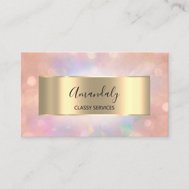 Professional Makeup Artist Nails Rose Holograph Business Card (Front)