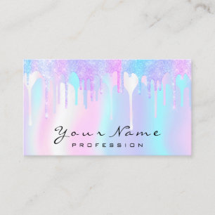Professional Makeup Artist Pink Pastel Holographic Business Card