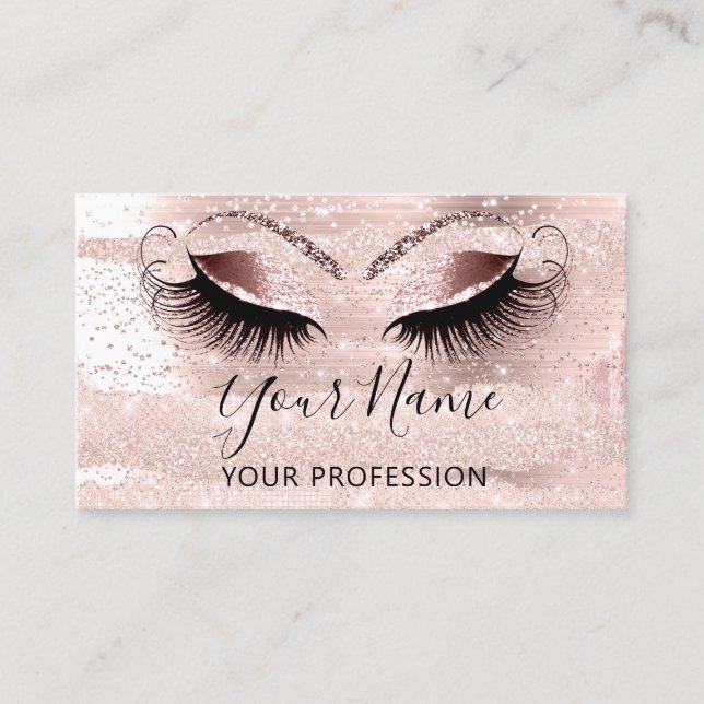 Professional Makeup Artist Rose Confetti Eyelash Business Card (Front)