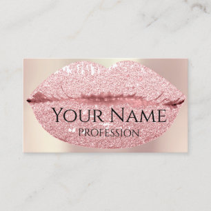 Professional Makeup Artist Rose Glitter Lips Kiss Business Card