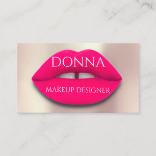 Professional Makeup Artist Rose Lip Pink QR Code Business Card