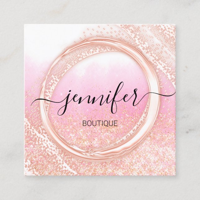 Professional Makeup Artist Rose Ombre Gold Logo Square Business Card (Front)