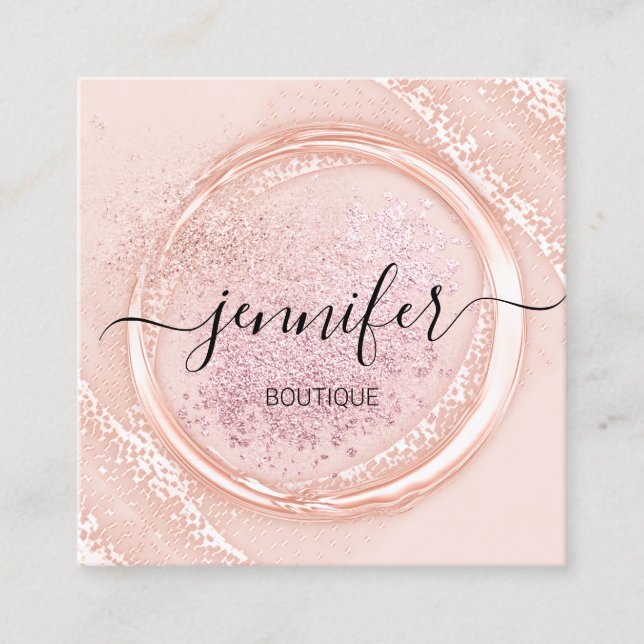 Professional Makeup Artist Rose Pink Powder Logo Square Business Card (Front)