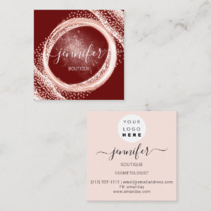 Professional Makeup Artist Rose Ruby Powder Logo Square Business Card