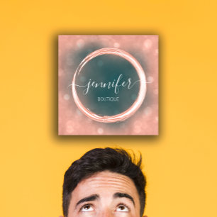 Professional Makeup Artist Rose Teal  Logo Square Business Card