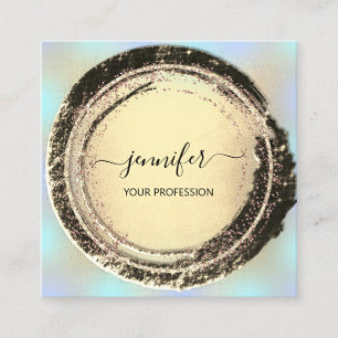 Professional Makeup Blue Gold Modern Square Business Card