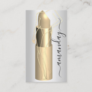 Professional Makeup Body Lipstick QR Code Silver Business Card