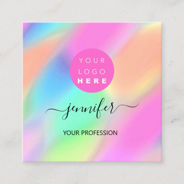 Professional Makeup Boutique Logo QRCode Unique Square Business Card (Front)