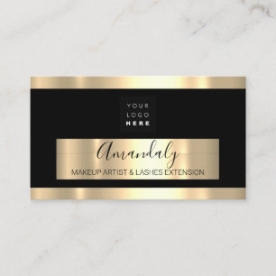 Professional Makeup Eyelash Extension Gold Logo Business Card
