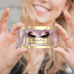 Professional Makeup  Eyelash Extension Pink Marble Business Card