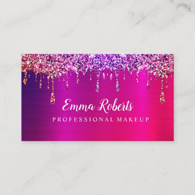 Professional Makeup Glitter Business Card (Front)