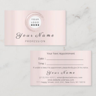 Professional Makeup Hair Wax Lashes Rose Pink Appointment Card