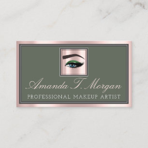 Professional Makeup Lash Extension BrowPink Green Business Card
