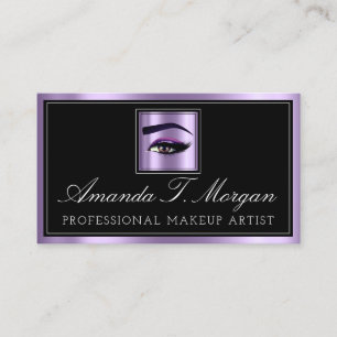 Professional Makeup Lash Extension Eyebrows Purple Business Card