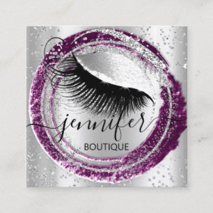 Professional Makeup Lash Shop Glitter Vip Silver Square Business Card