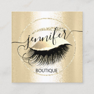 Professional Makeup Lash Shop QR Code Glam  Gold Square Business Card