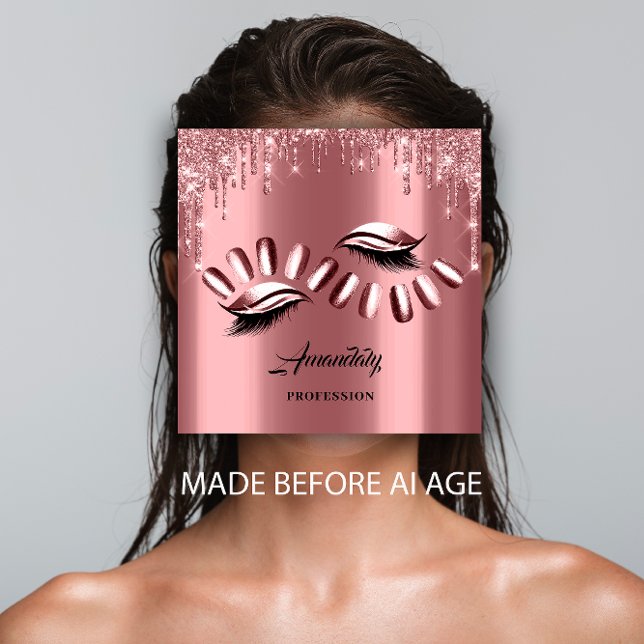 Professional Makeup Nail Manicure Appointment Rose Square Business Card (Professional Makeup Nail Manicure Appointment Rose Square Business Card)