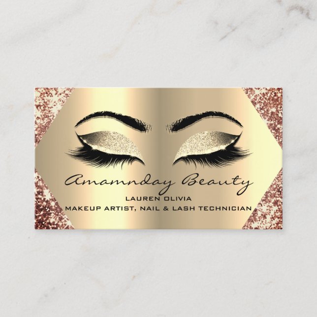Professional Makeup Nails Appointment Card Gold (Front)