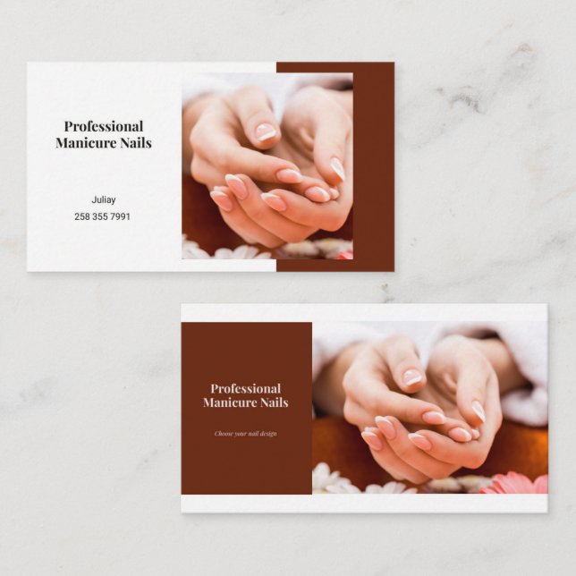 Professional Manicure Nail Beauty Salon Trendy Business Card (Front/Back)