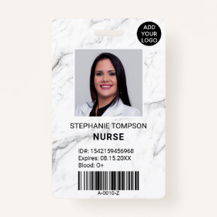 Professional marble nurse photo logo code ID badge