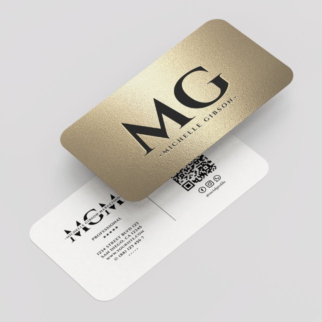 Professional Marketing White Gold Modern Monogram  Business Card (Professional Marketing White Gold Modern Monogram Business Card
)