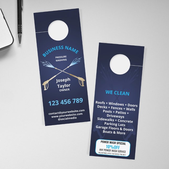 Professional Masculine Pressure Wash Power Washing Door Hanger (Creator Uploaded)