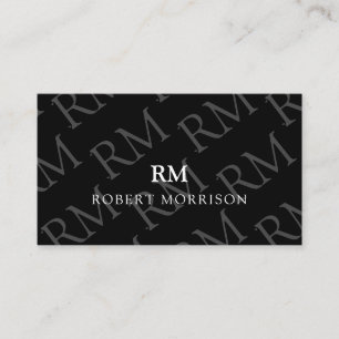 Professional Masculine Social Media Monogram Business Card