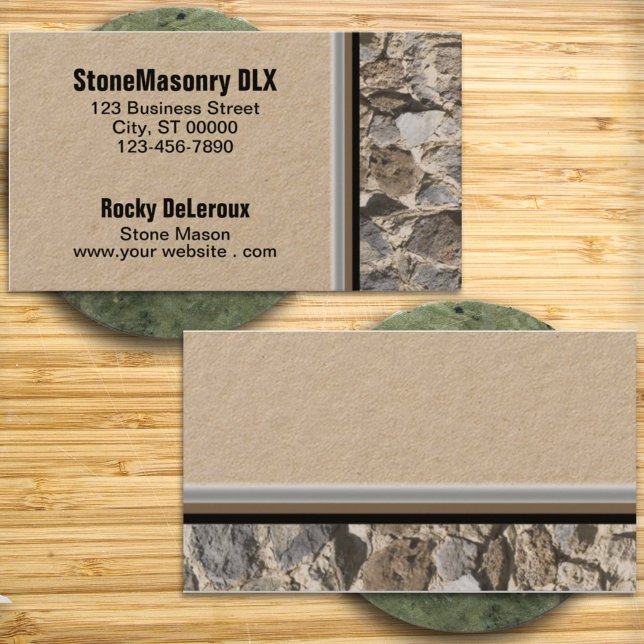 Professional Mason Stone Wall Photograph Border Business Card (Creator Uploaded)
