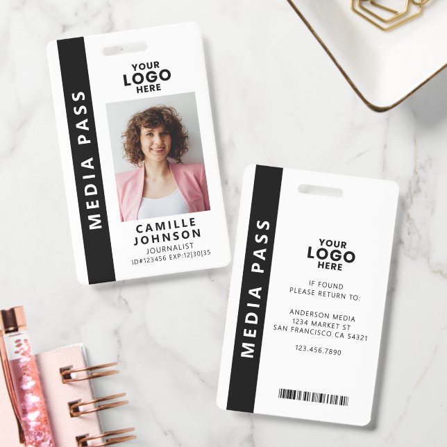 Professional Media Pass Photo ID Logo Badge (Office)
