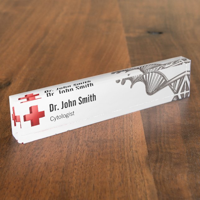 Professional Medical 3D Symbol Cross DNA Nameplate (Side)