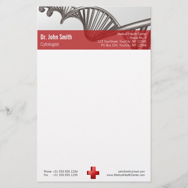 Professional Medical 3D Symbol Cross DNA Stationery (Front)