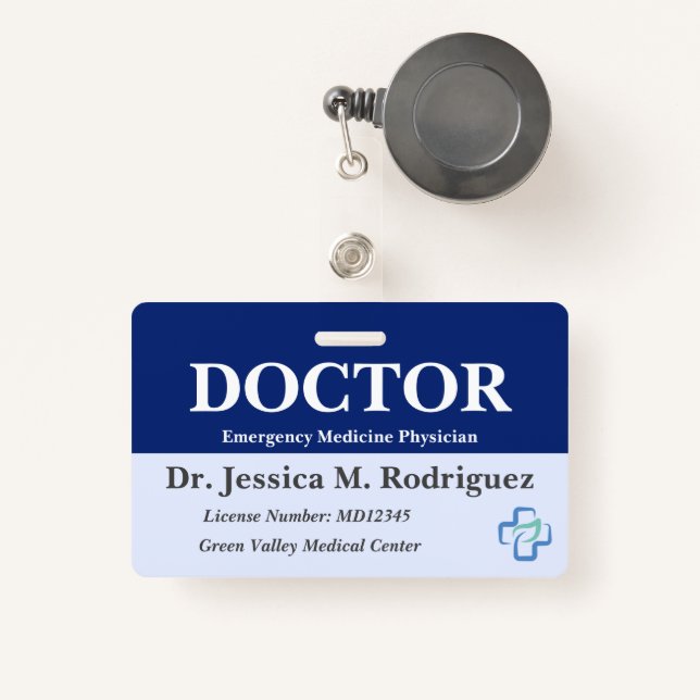 Professional Medical Doctor Surgeon Physician ID Badge (Front with Retractable)