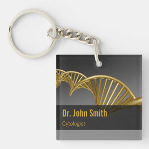 Professional Medical Luxury Gold DNA Strand Key Ring