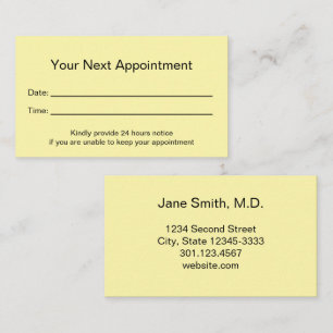Professional Medical Office Cream Appointment Card