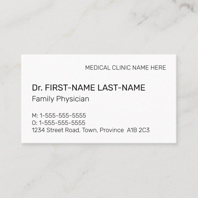 Professional Medical Specialist Business Card (Front)