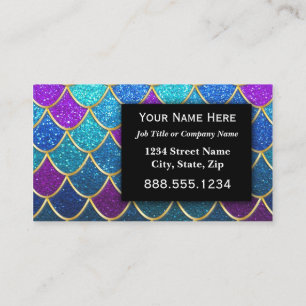 Professional Mermaid Glitter Elegant Modern Salon  Business Card