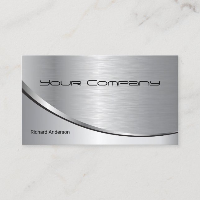 Professional Metal Elegant Modern Silver Black Business Card (Front)