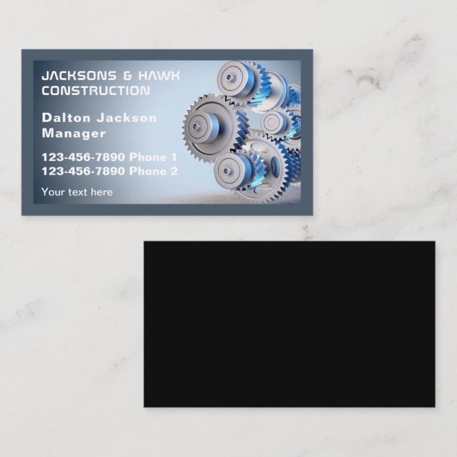 Professional Metal Tool Construction Company  Business Card (Front/Back)