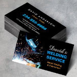 Professional Metal Welding Fabrication Contractor Business Card<br><div class="desc">This Professional Metal Welding Fabrication Contractor Business Card features a sleek black background and an image of a skilled welder, making it the perfect choice for welders and other related professionals looking to showcase their expertise and individuality. And with the help of Zazzle's design tool, you can easily customise this...</div>