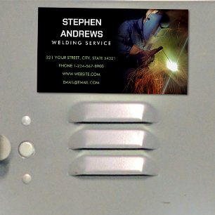 Professional Metal Welding Fabrication Contractor Magnetic Business Card