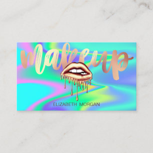 Professional Metallic Dripping Lips Holographic Business Card