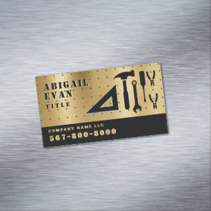 Professional Metallic Gold Repair Tools Handyman Magnetic Business Card