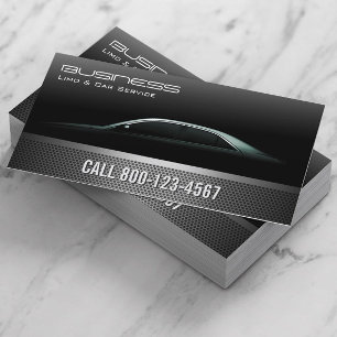 Professional Metallic Limo & Taxi Service Business Card