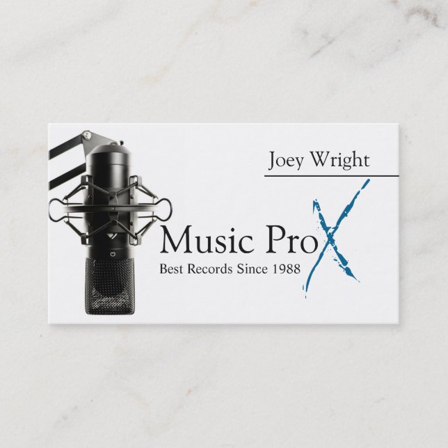 Professional Microphone Music Recording Studio Business Card (Front)