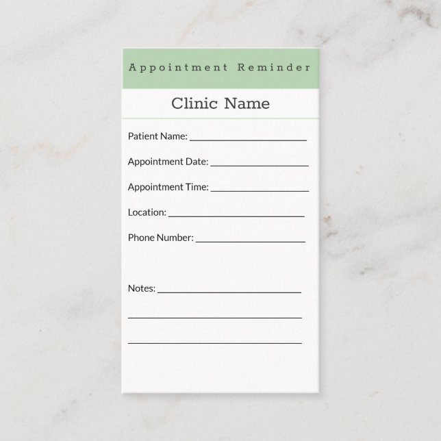 Professional Minimal Appointment Reminder Card (Front)